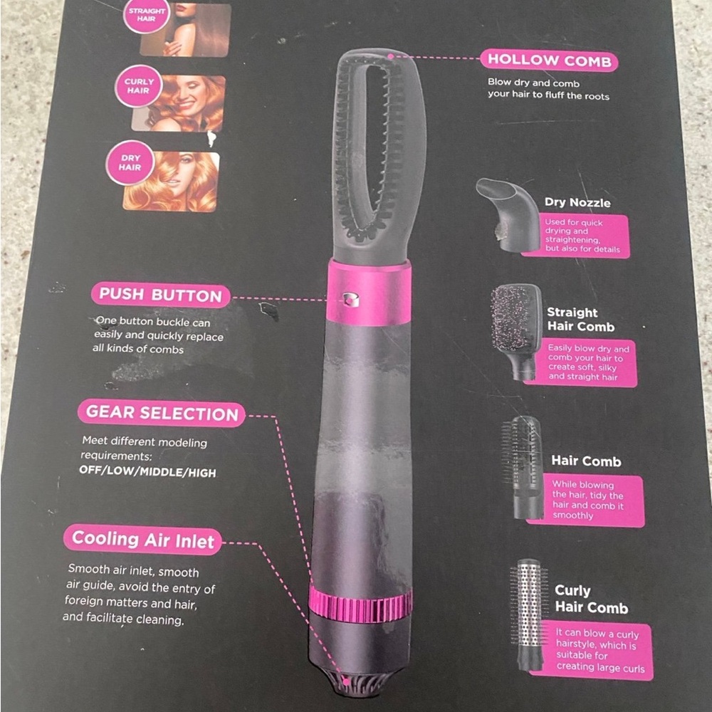 5 in 1 Hot Air Hairdressing  comb and straightener